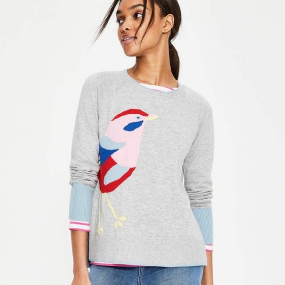 Boden Sweaters - Boden Romy Intarsia Bird Print Pullover Jumper Sweater